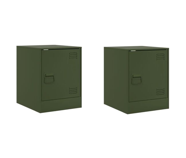 Vidaxl mesas de cabeceira 2 pcs 34,5x39x44 cm aço verde azeitona