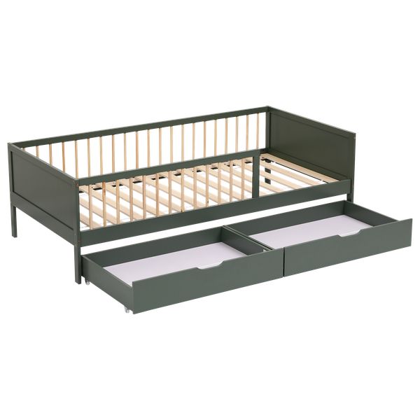 Cama de enfant 190x90cm verde com gavetas adam