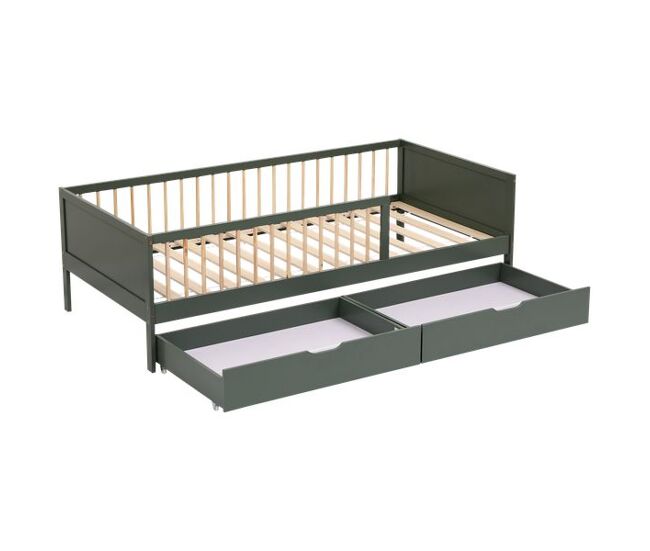 Cama de enfant 190x90cm verde com gavetas adam