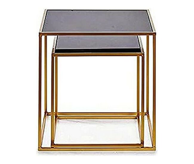 Conjunto de 2 mesas preto dourado 50 x 50 x 50 cm