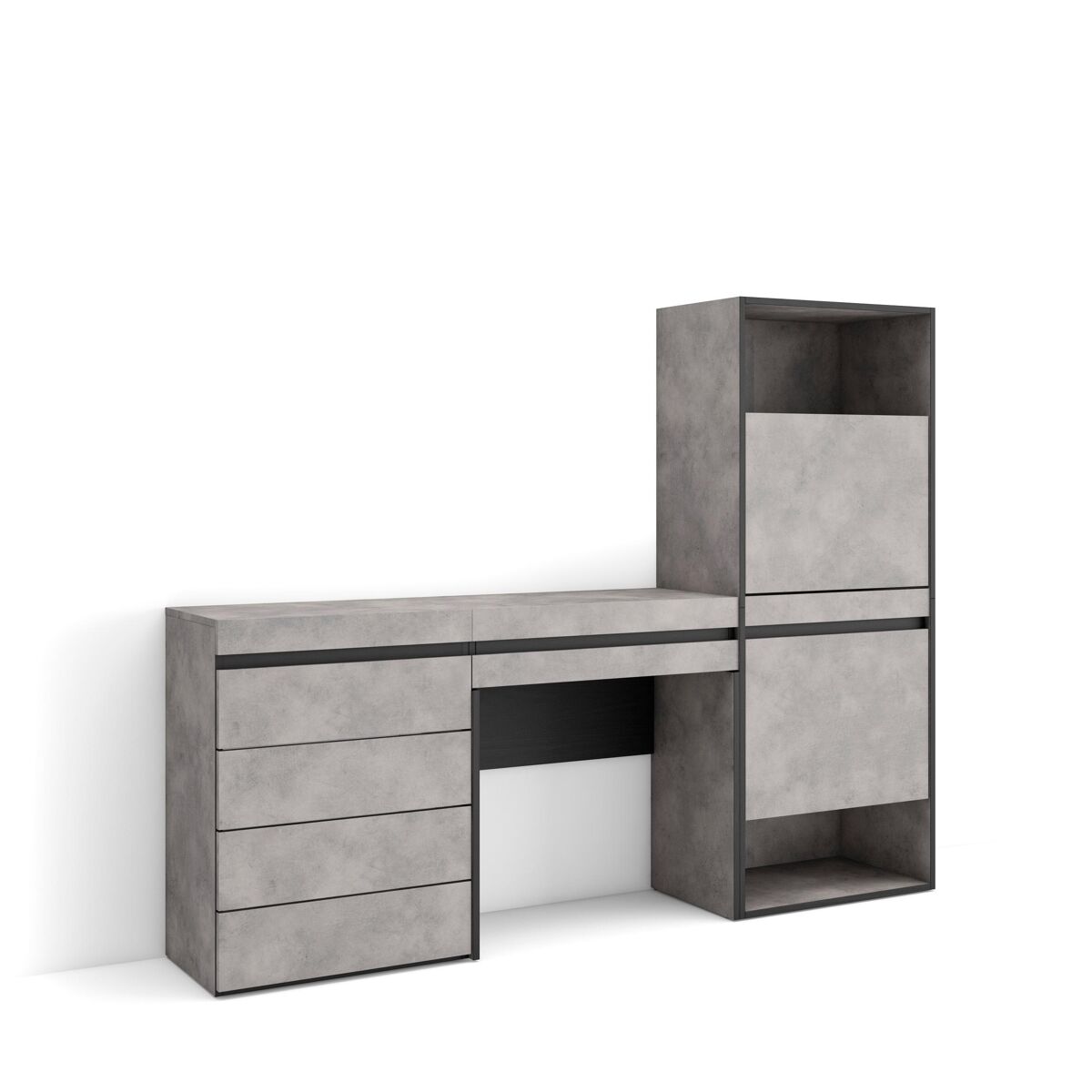 Sapateira, organização armazenamento, 187x35x145cm, para quarto, dormitório, cómoda, toucador, estilo moderno, cimento