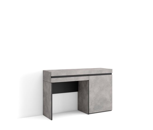 Toucador, mesa com armazenamento, 121x35x75cm, com gaveta, quarto, dormitório, estilo moderno, cimento