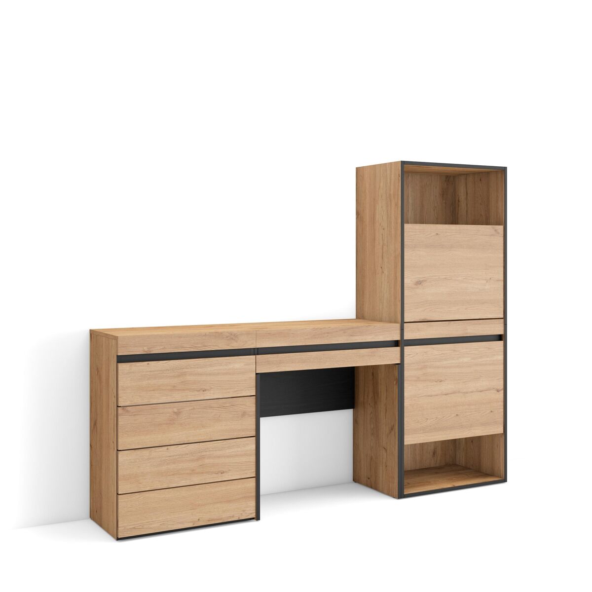 Sapateira, organização armazenamento, 187x35x145cm, para quarto, dormitório, cómoda, toucador, estilo moderno, carvalho