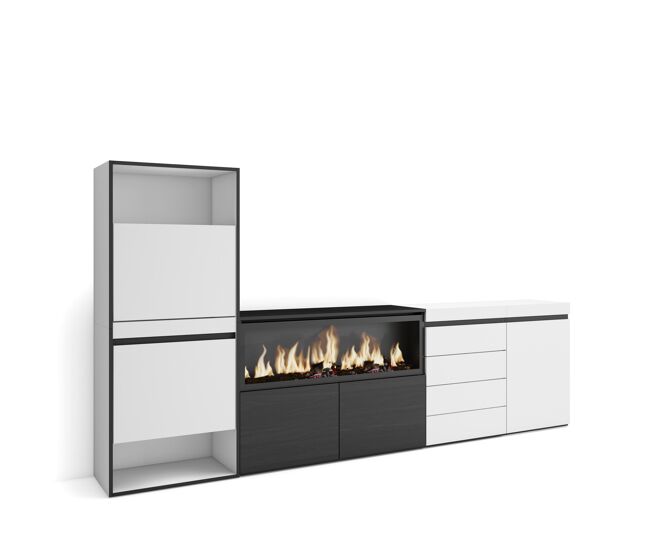 Sapateira, organização armazenamento, 274x35x145cm, para quarto, dormitório, lareira eléctrica xxl, cómoda, estilo moderno, branco