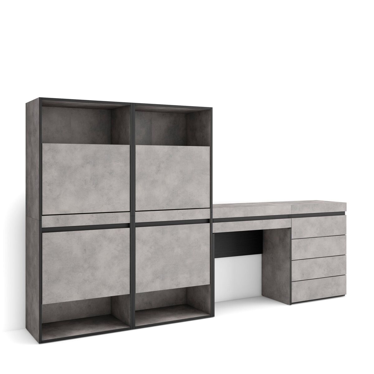 Sapateira, organização armazenamento, 247x35x145cm, para quarto, dormitório, cómoda, toucador, estilo moderno, cimento