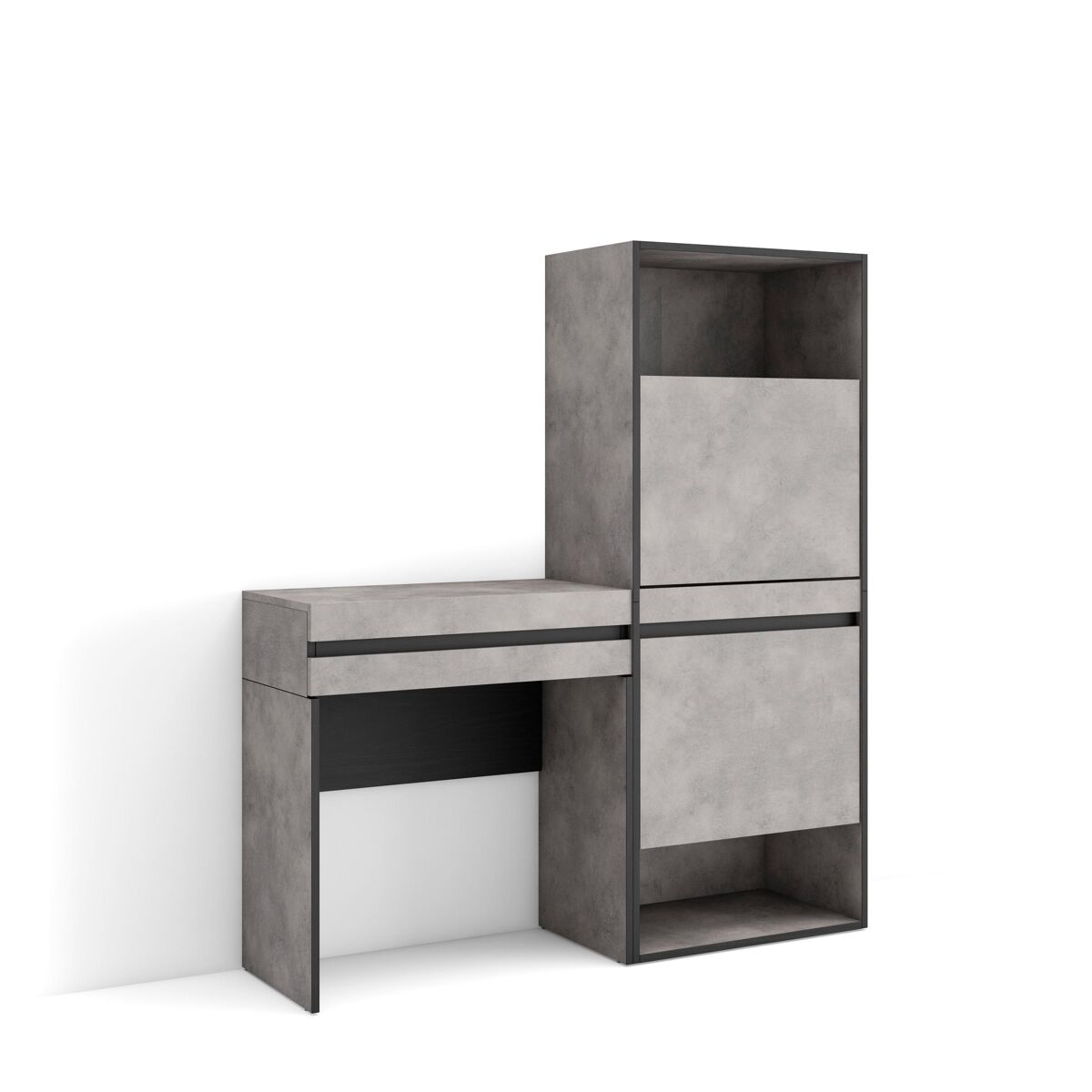 Sapateira, organização armazenamento, 130x35x145cm, para quarto, dormitório, toucador, estilo moderno, cimento