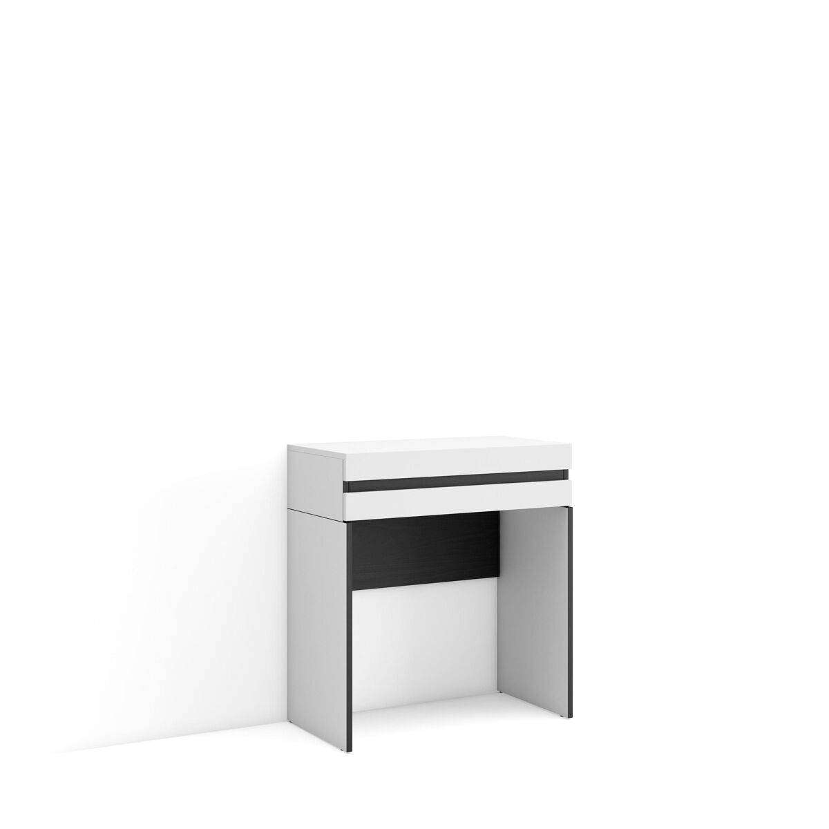 Mesa consola de entrada, mesa auxiliar para entrada, 70x35x75cm, com gaveta, com armazenamento, estilo moderno, branco