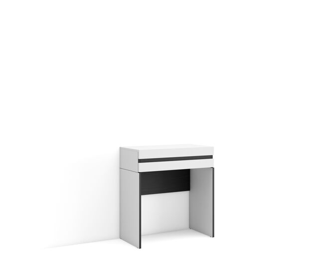 Mesa consola de entrada, mesa auxiliar para entrada, 70x35x75cm, com gaveta, com armazenamento, estilo moderno, branco