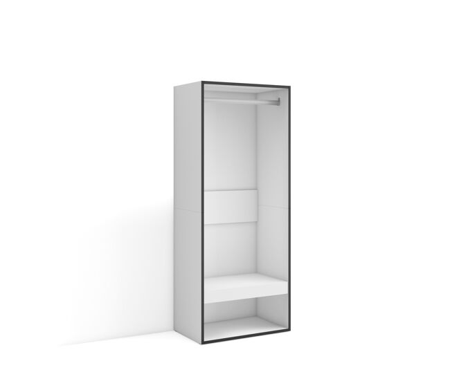 Roupeiro aberto, guarda-roupa,armário aberto, 60x35x145cm, para quarto, dormitório, barra e prateleira, estilo moderno, branco