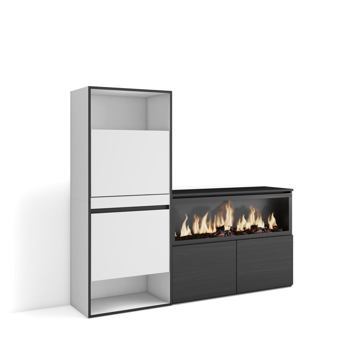 Sapateira, organização armazenamento, 167x35x145cm, para quarto, dormitório, lareira eléctrica xxl, estilo moderno, branco