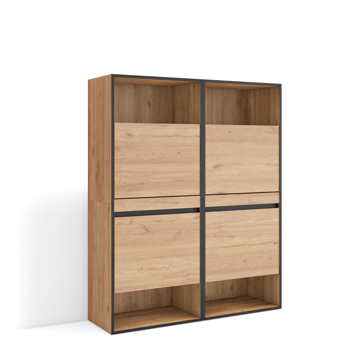 Sapateira, organização armazenamento, 120x35x145cm, para quarto, dormitório, armário de sapatos, estilo moderno, carvalho