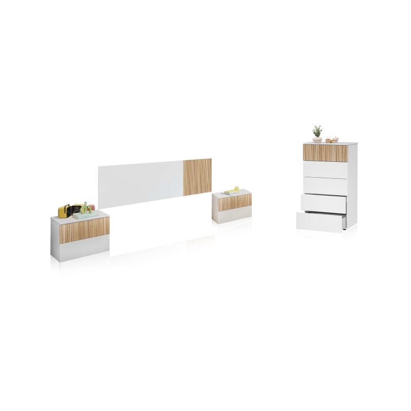 Quarto de dormir nitza blanco artik (blanco mate) - natur 166 x 50 x 3 cm