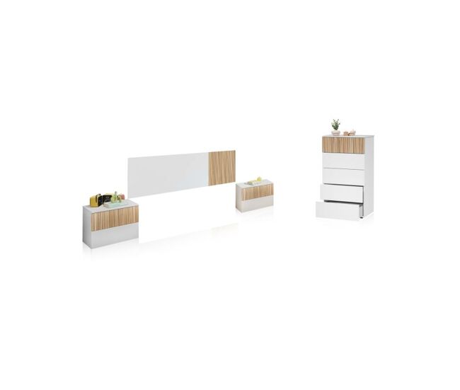 Quarto de dormir nitza blanco artik (blanco mate) - natur 166 x 50 x 3 cm