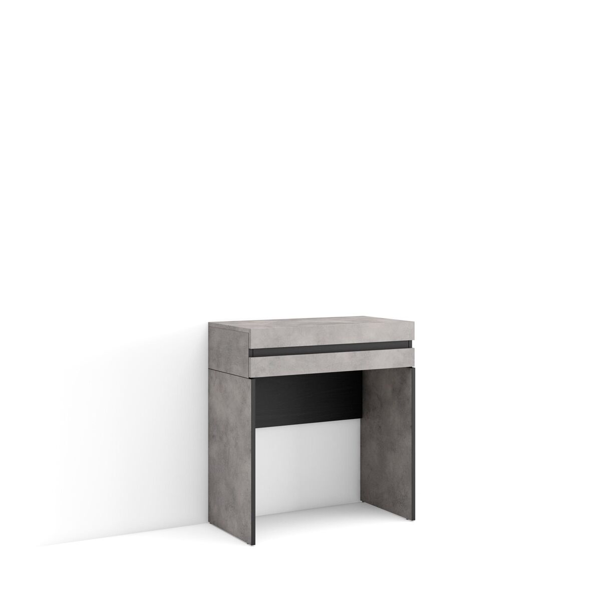 Mesa consola de entrada, mesa auxiliar para entrada, 70x35x75cm, com gaveta, com armazenamento, estilo moderno, cimento