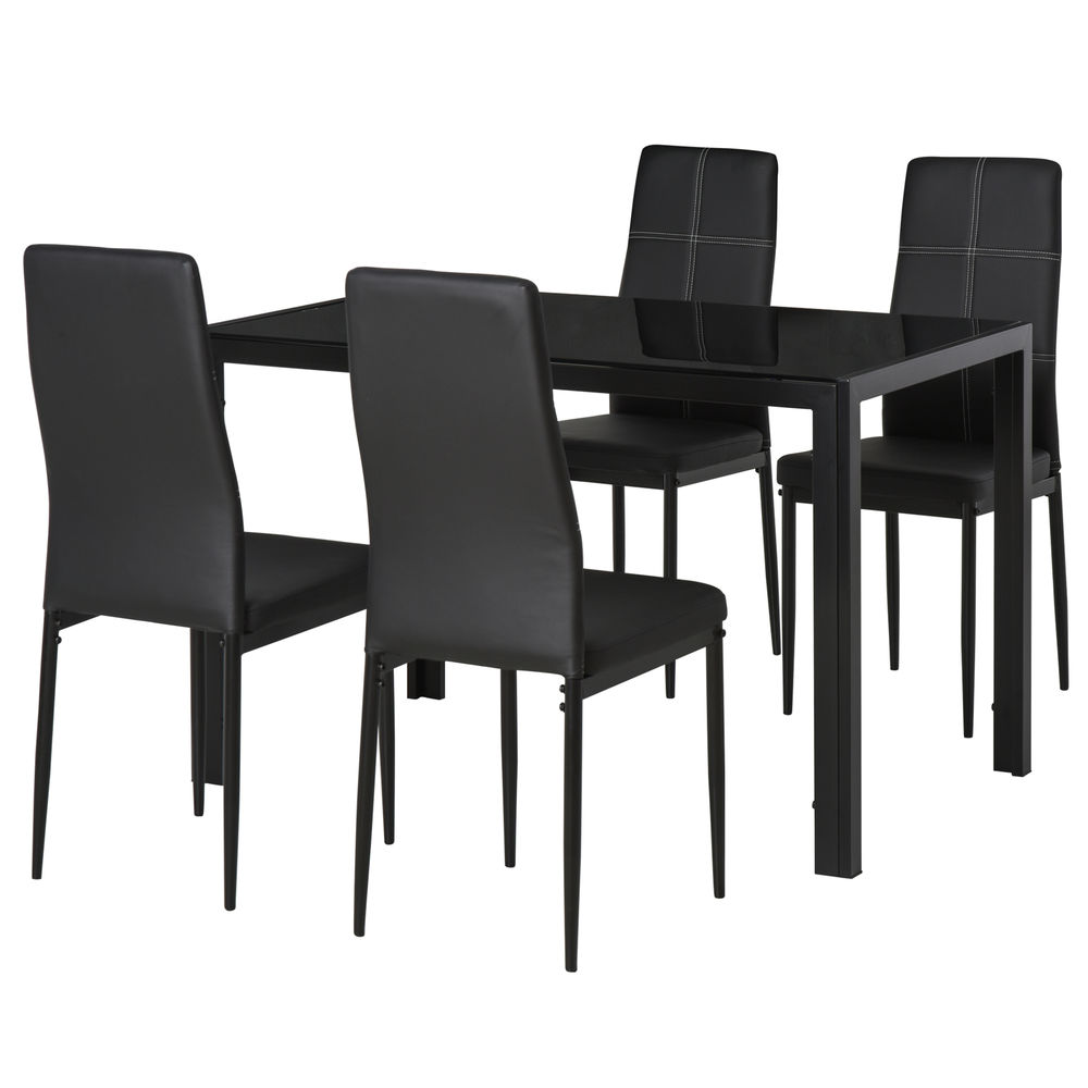 Conjunto de Refeição Vidro, Metal, PU e Espuma HOMCOM