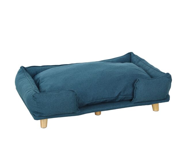 Pawhut sofá para cães grandes cama elevada para cães com pés de madeira e almofada lavável cama para animais de estimação carga 30 kg 96x66x24 cm azul