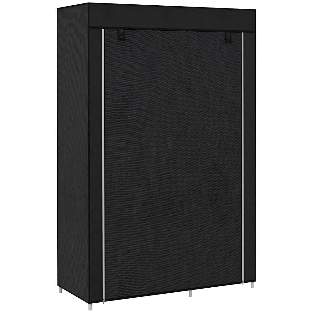 Homcom roupeiro de tecido dobrável armário de roupa portátil com 6 prateleiras e 1 barra de pendurar para dormitório vestidor 103x43x162,5 cm preto