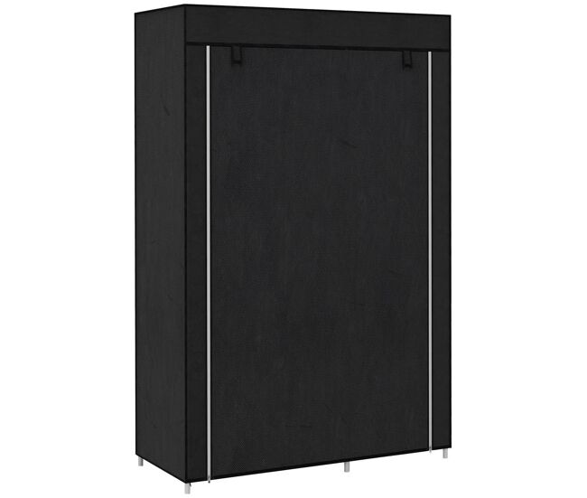 Homcom roupeiro de tecido dobrável armário de roupa portátil com 6 prateleiras e 1 barra de pendurar para dormitório vestidor 103x43x162,5 cm preto
