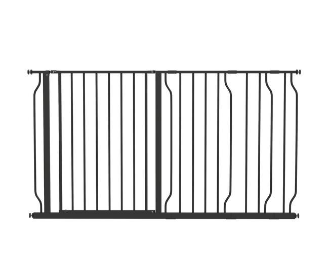 Pawhut barreira de segurança para cães extensível com 3 extensões montagem a pressão duplo bloqueio para porta corredor escada 75-145x76 cm preto