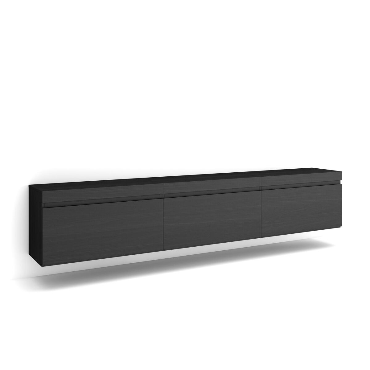 Móvel de tv, muito espaço de arrumação, 240x35x45cm, suspensos, estilo moderno, preto
