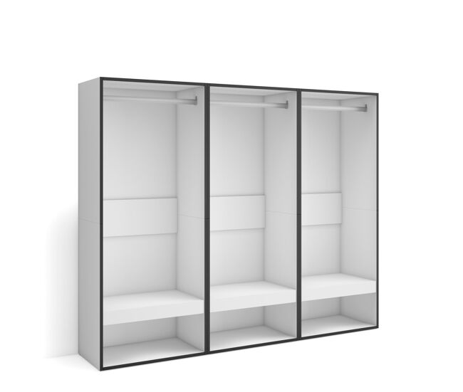Roupeiro aberto, guarda-roupa,armário aberto, 180x35x145cm, para quarto, dormitório, barra e prateleira, estilo moderno, branco