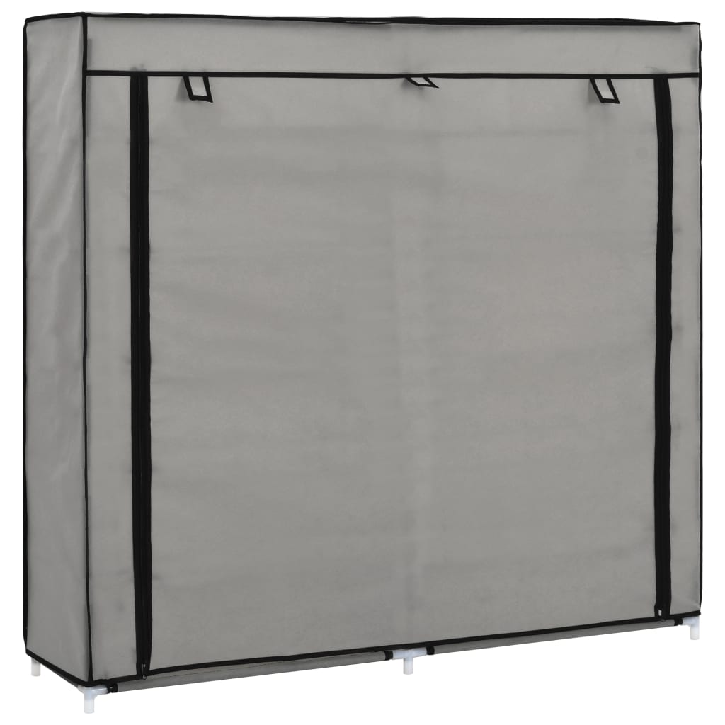 Vidaxl sapateira com cobertura 115x28x110 cm tecido cinzento