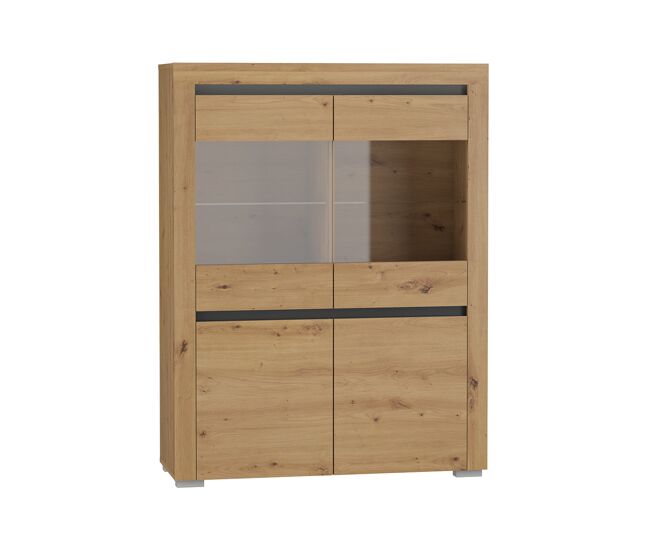Vaisselier 4 portes led inclus kasla bois et anthracite