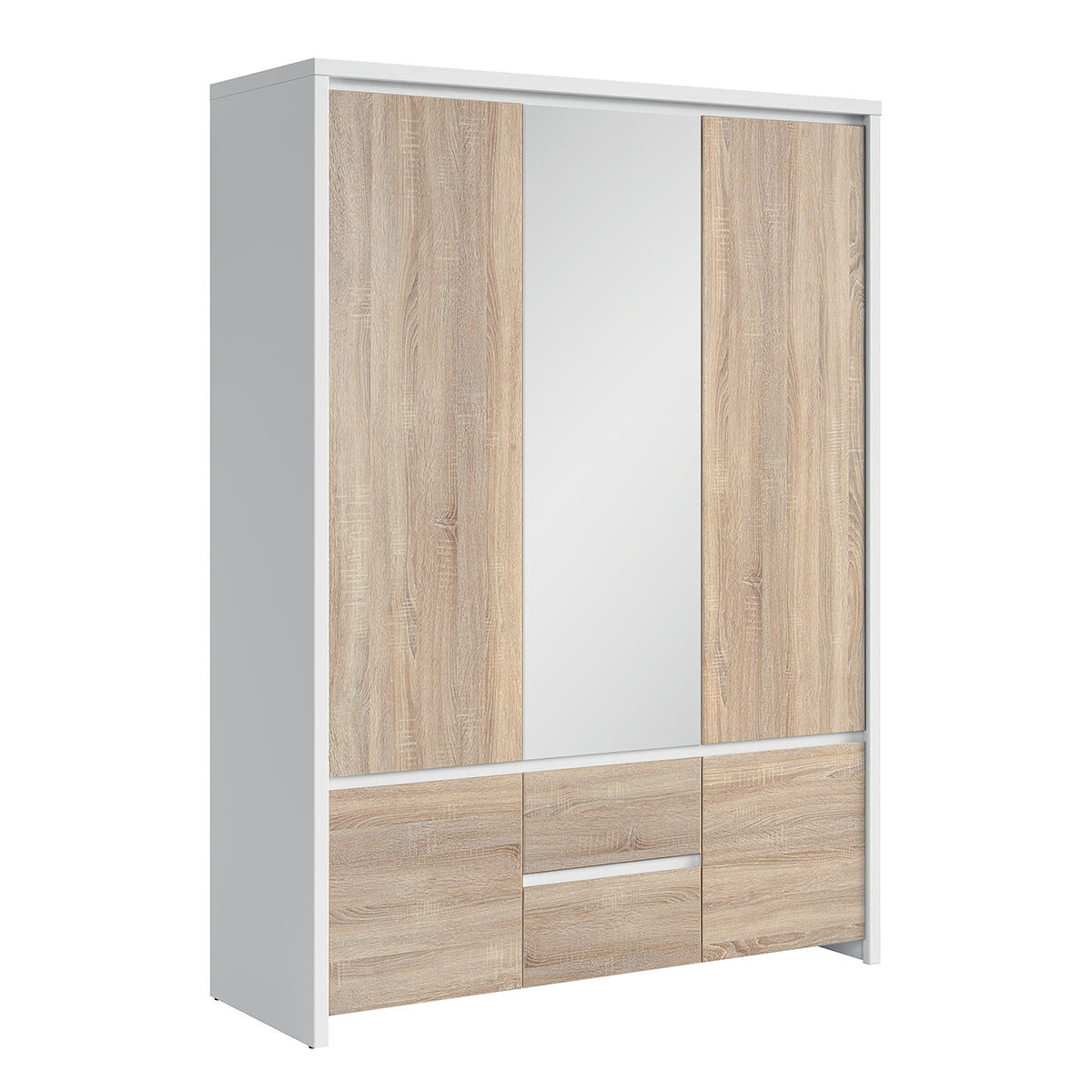 Roupeiro de 3 portas soren branco e madeira