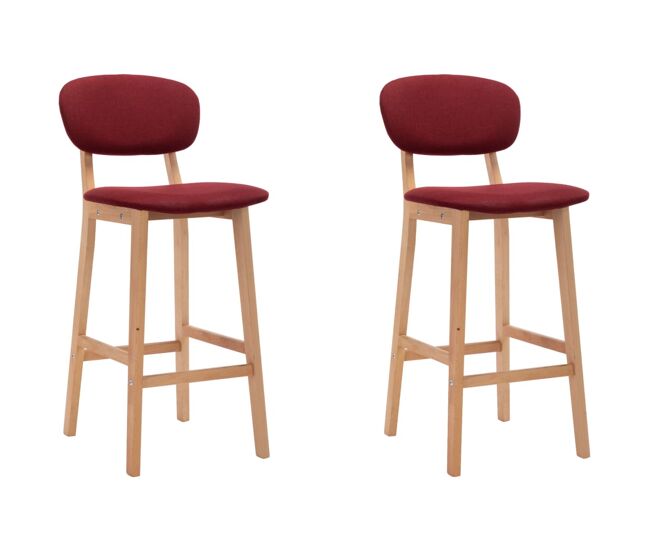 Vidaxl bancos de bar 2 pcs tecido vermelho tinto
