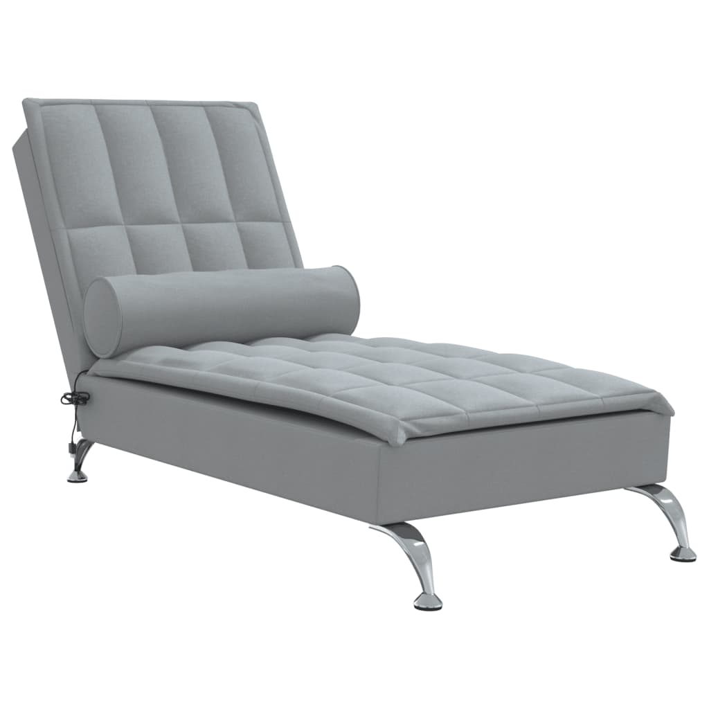 Vidaxl chaise lounge de massagem com rolo tecido cinzento-claro