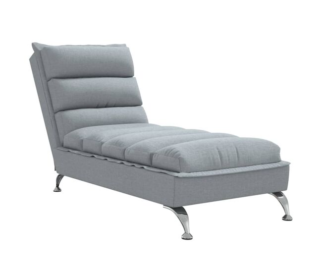 Vidaxl chaise lounge com almofadões tecido cinzento-claro