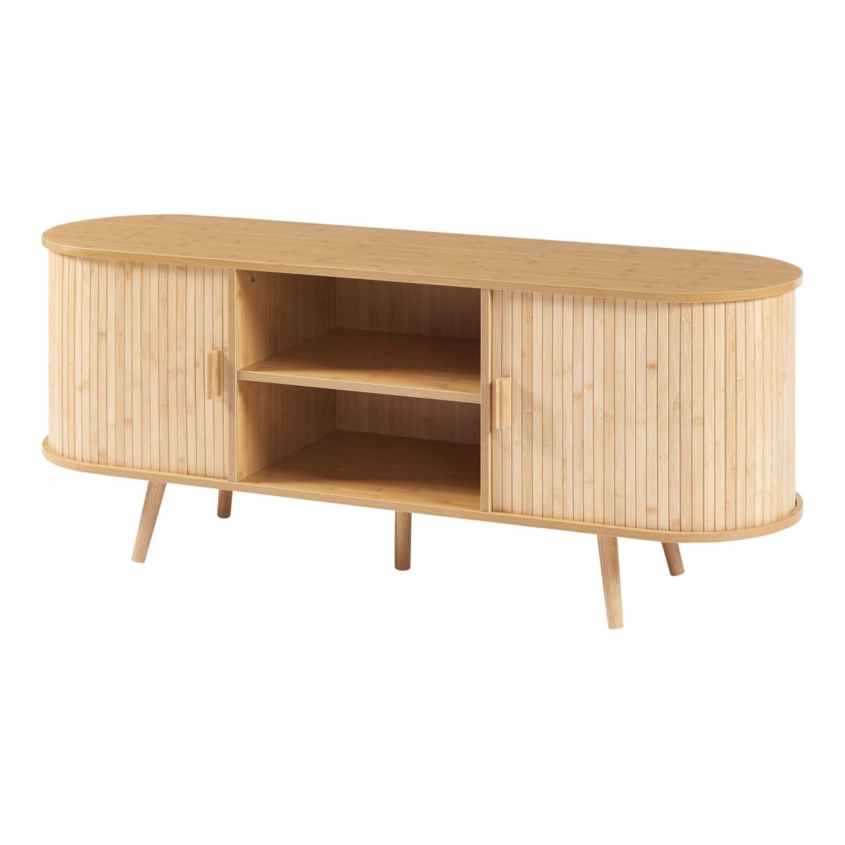 Aparador nordkapp com 2 portas mdf bambu 140x40x56cm - natural [en.casa].