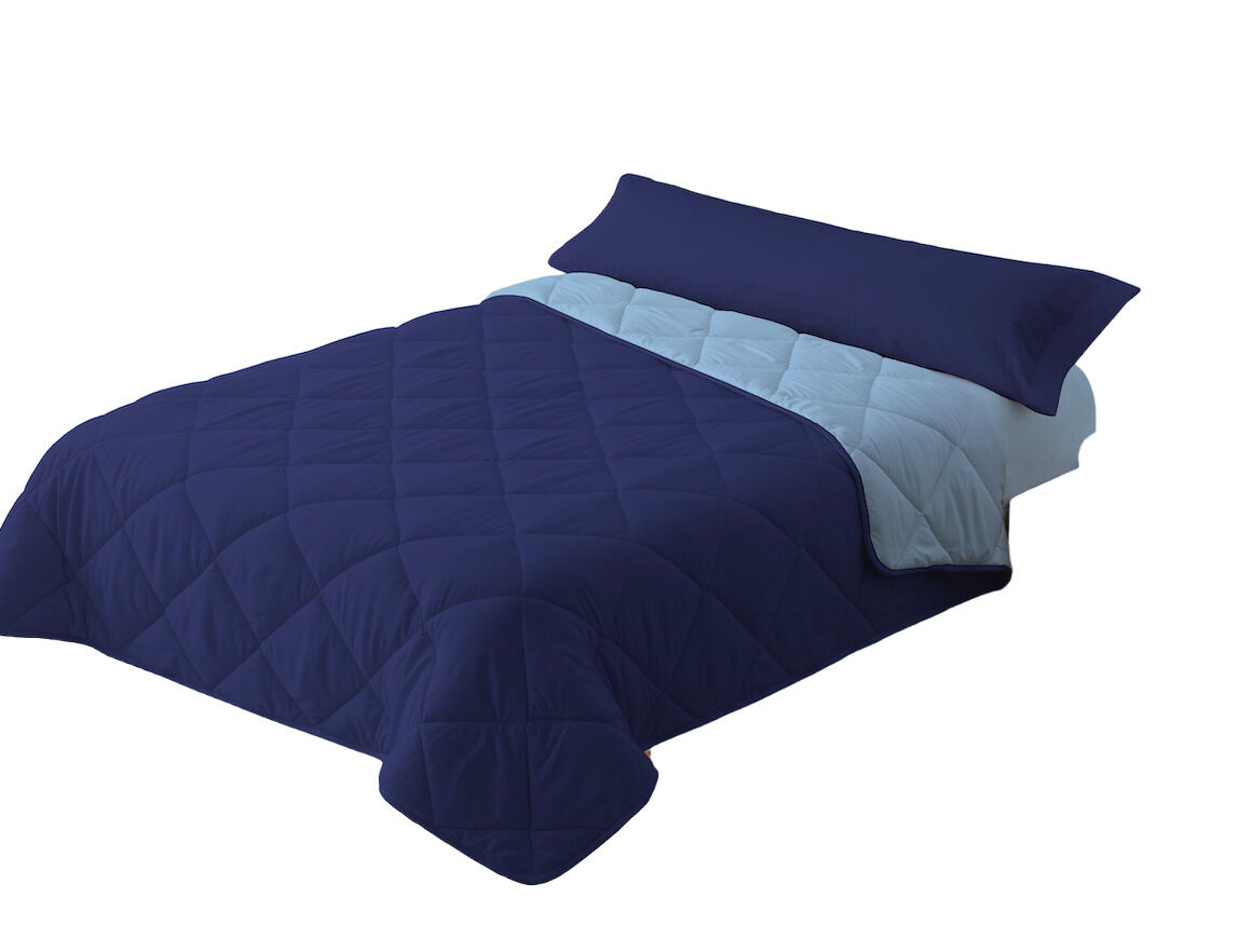 Edredão enchimento 300gr cama reversível bicolor 105cm (180x220cm) azul / azul donegal collections