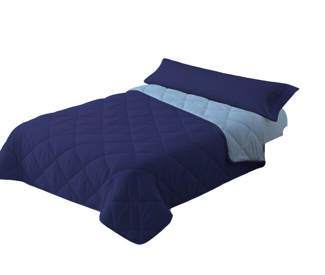 Edredão enchimento 300gr cama reversível bicolor 135cm (220x220cm) azul / azul donegal collections