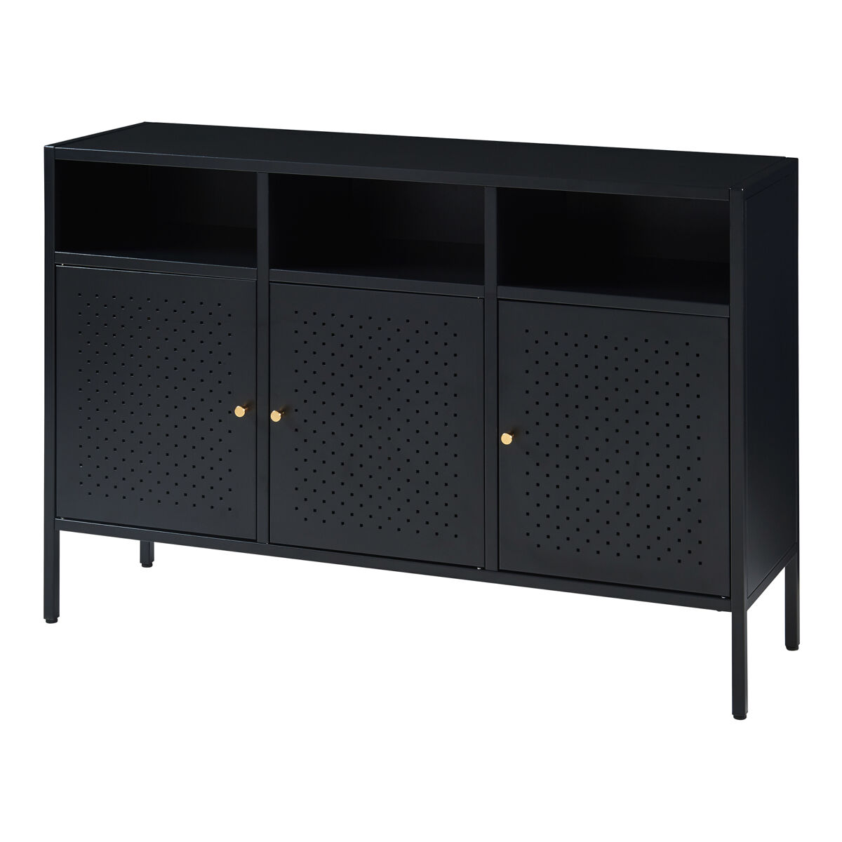 Aparador de aço janakkala com 3 portas 119x35x80 cm - preto [en.casa]