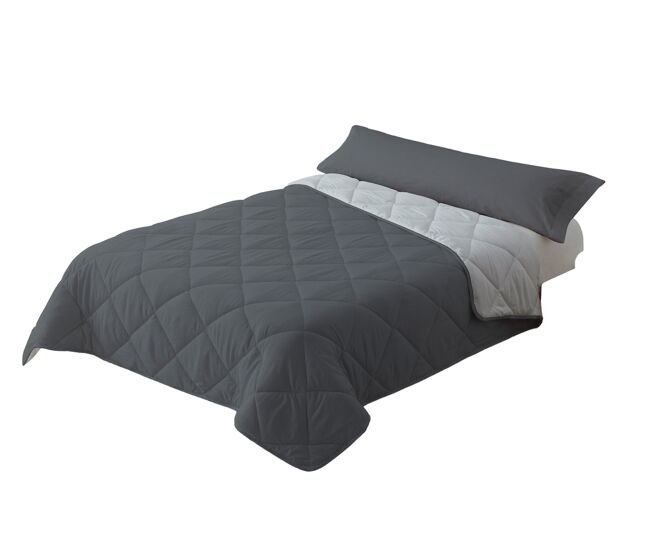Edredão enchimento 300gr cama reversível bicolor 135cm (220x220cm) cinza / cinza donegal collections