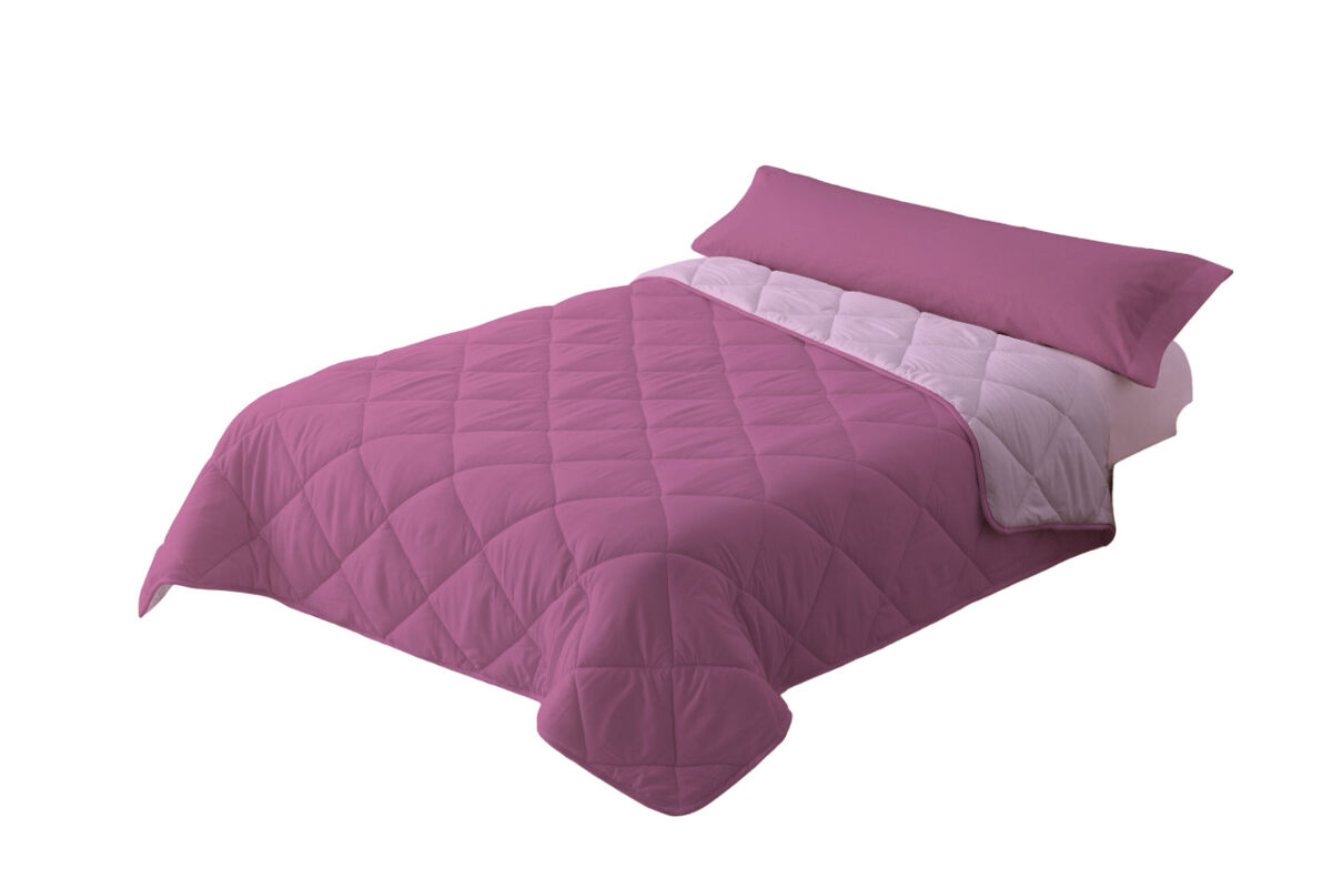 Edredão enchimento 300gr cama reversível bicolor 135cm (220x220cm) rosa / rosa donegal collections