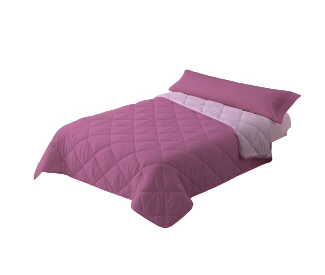 Edredão enchimento 300gr cama reversível bicolor 135cm (220x220cm) rosa / rosa donegal collections
