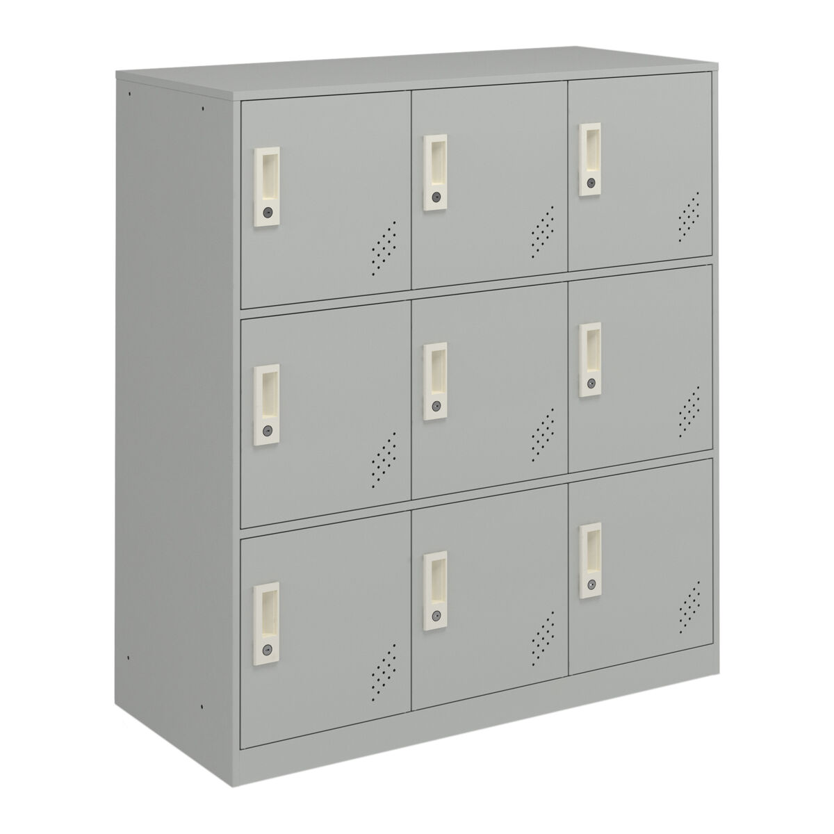 Cacifo metálico rautavaara 9 portas com fechadura de aço 100x90x40cm - cinzento pálido [en.casa]