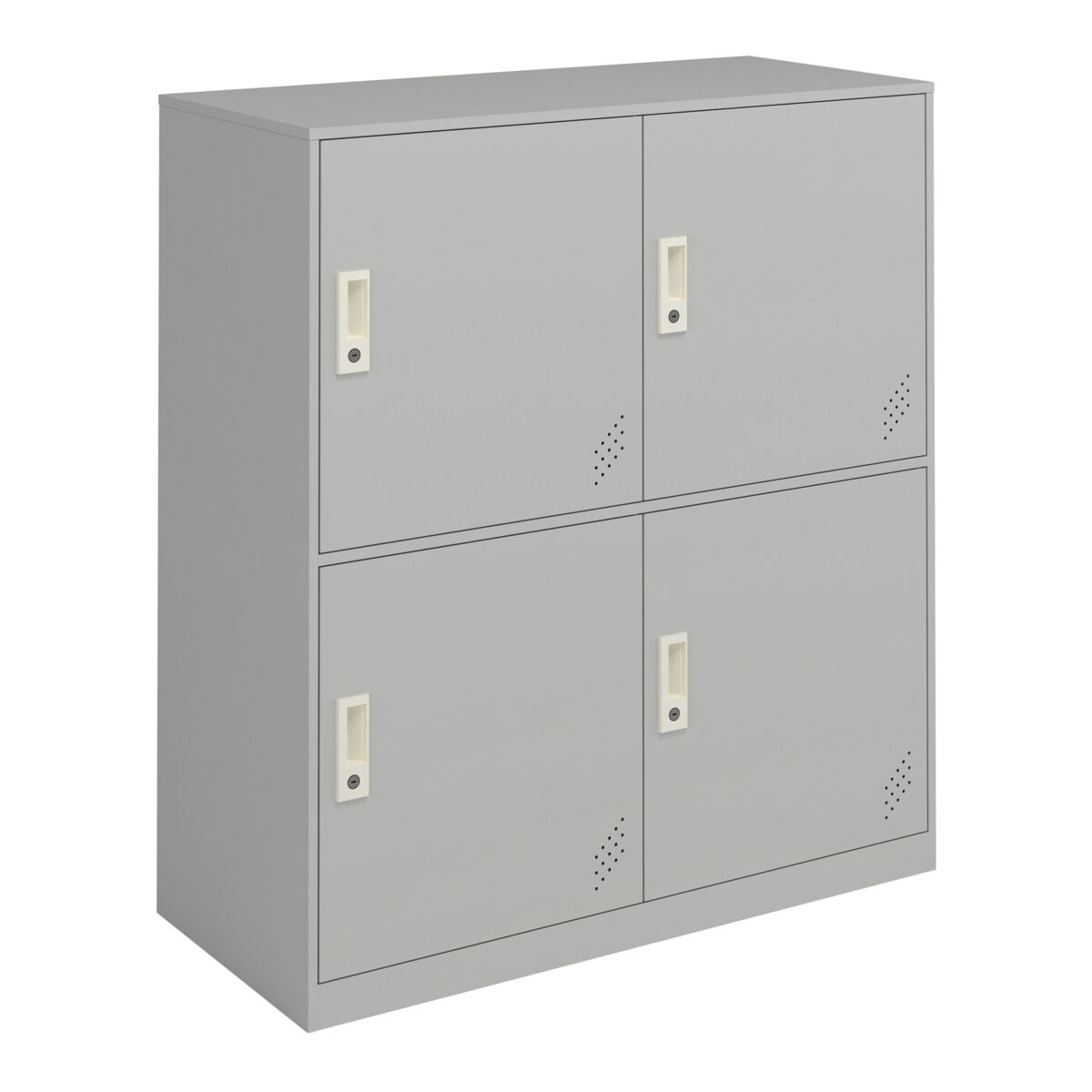 Cacifo metálico rautavaara 4 portas com fechadura de aço 100x90x40cm - cinzento pálido [en.casa]