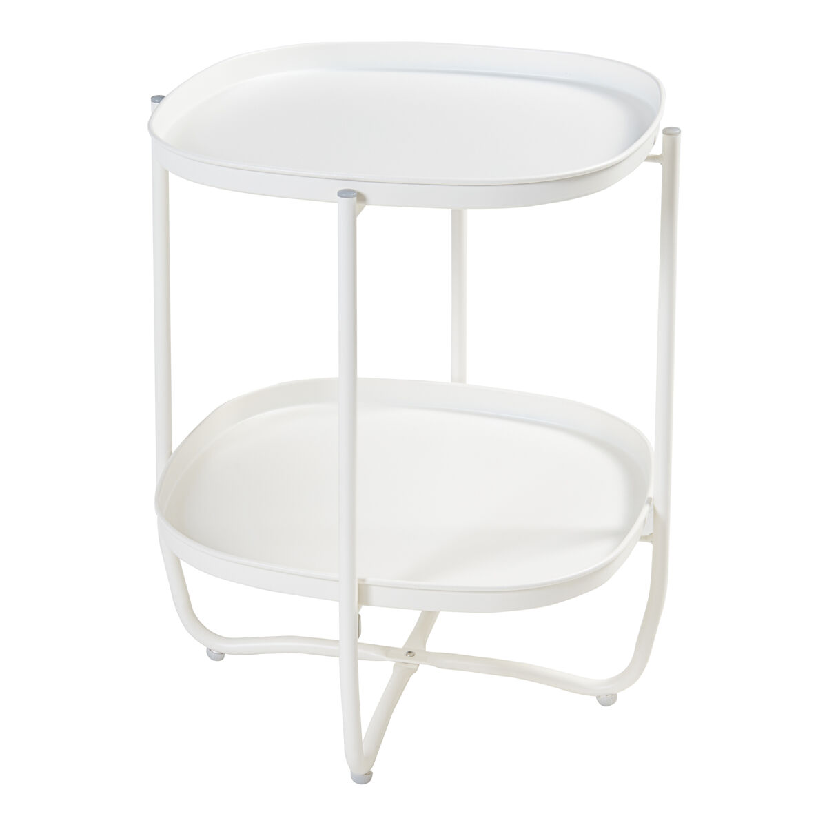 Mesa de jardim sandefjord com 2 tabuleiros em aço 57,5x46x46cm - branco [en.casa]