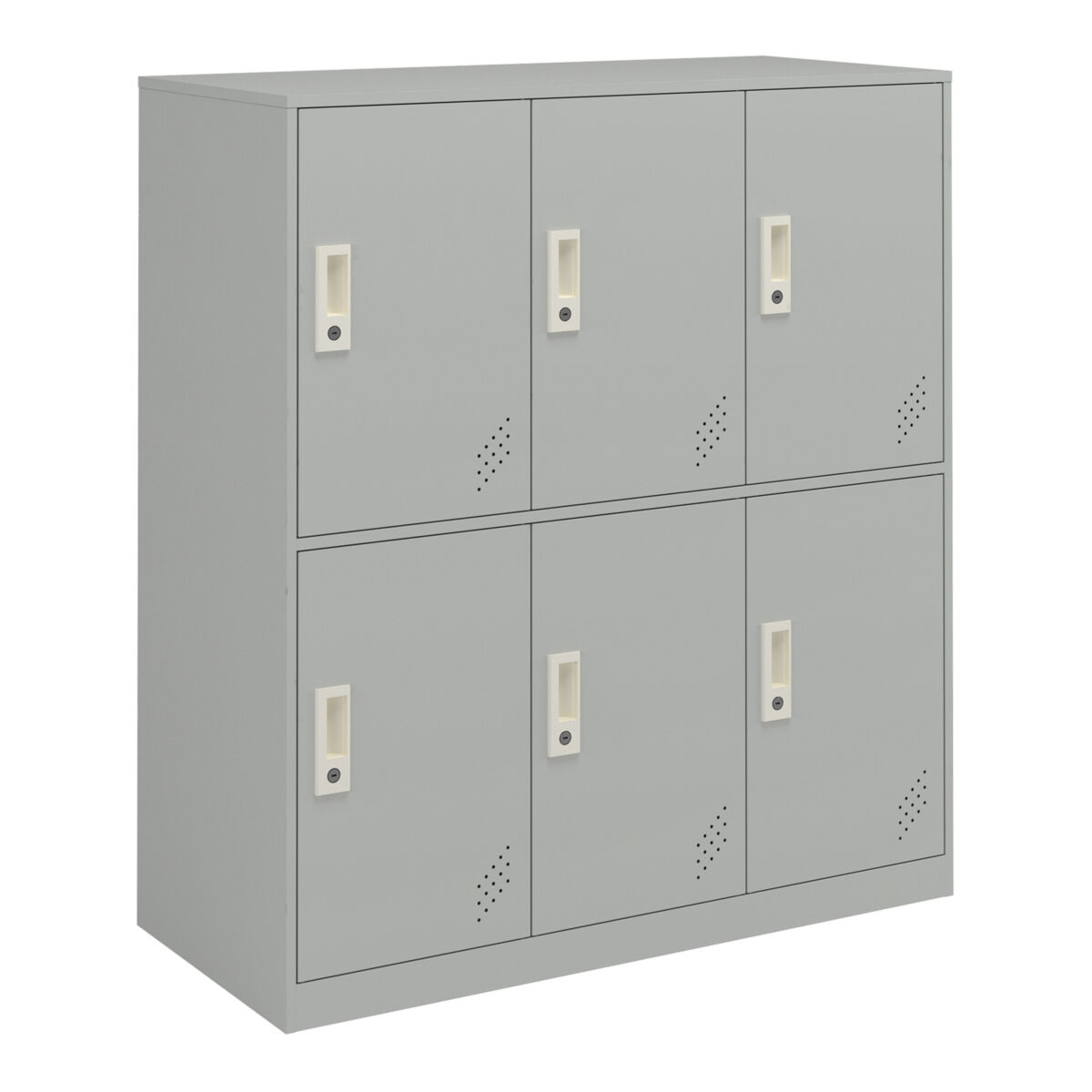 Cacifo metálico rautavaara 6 portas com fechadura de aço 100x90x40cm - cinzento pálido [en.casa]