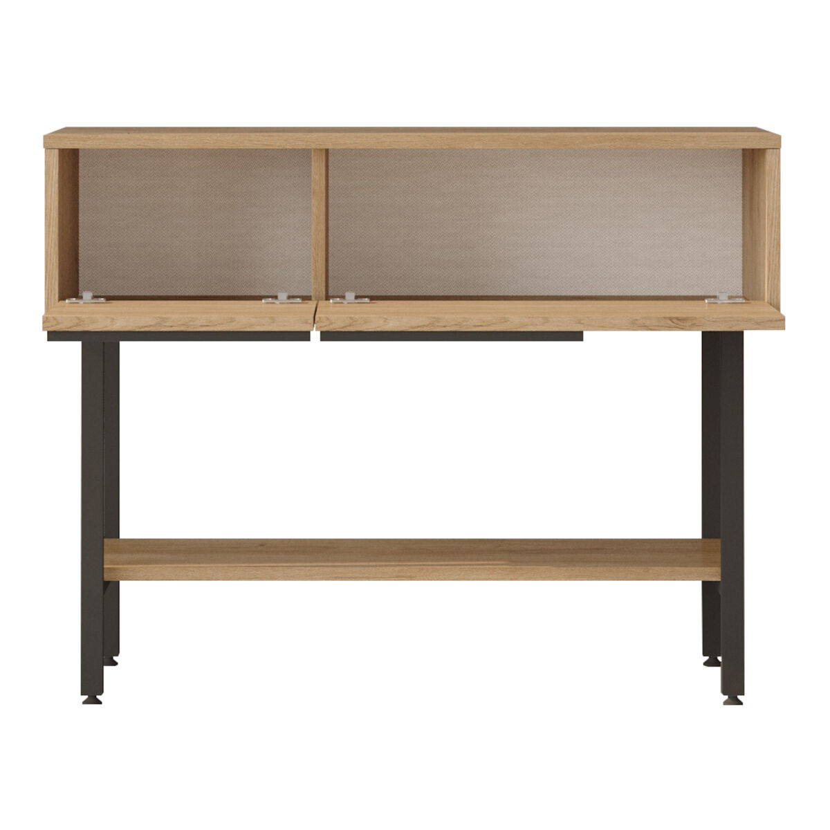 Mesa de consola vesanto com compartimentos 100x29.5x76cm - efeito carvalho [en.casa]