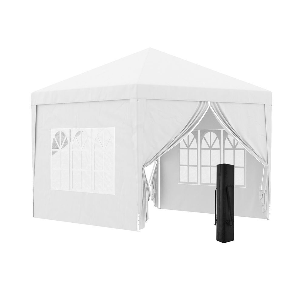 Outsunny conjunto de tenda inclui 1 tenda dobrável 3x3 m impermeável com 4 paredes removíveis e 2 paredes laterais 3x2 m para tenda de 3x3 m ou 3x6 m branco