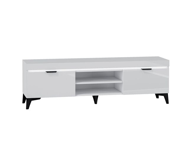 Meuble tv 2 portes 157 cm led inclus ruben blanc