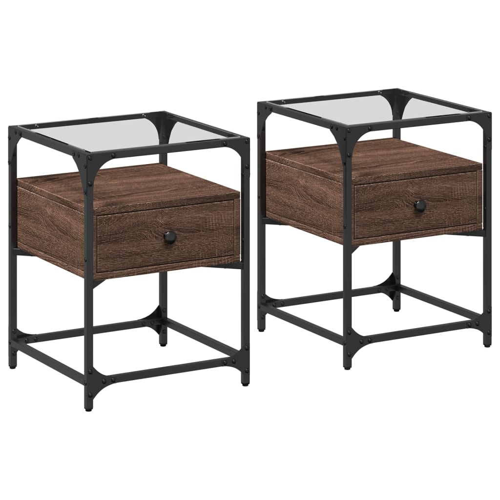 Vidaxl mesas de cabeceira 2 pcs derivados de madeira carvalho castanho