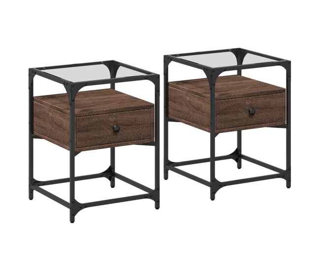 Vidaxl mesas de cabeceira 2 pcs derivados de madeira carvalho castanho