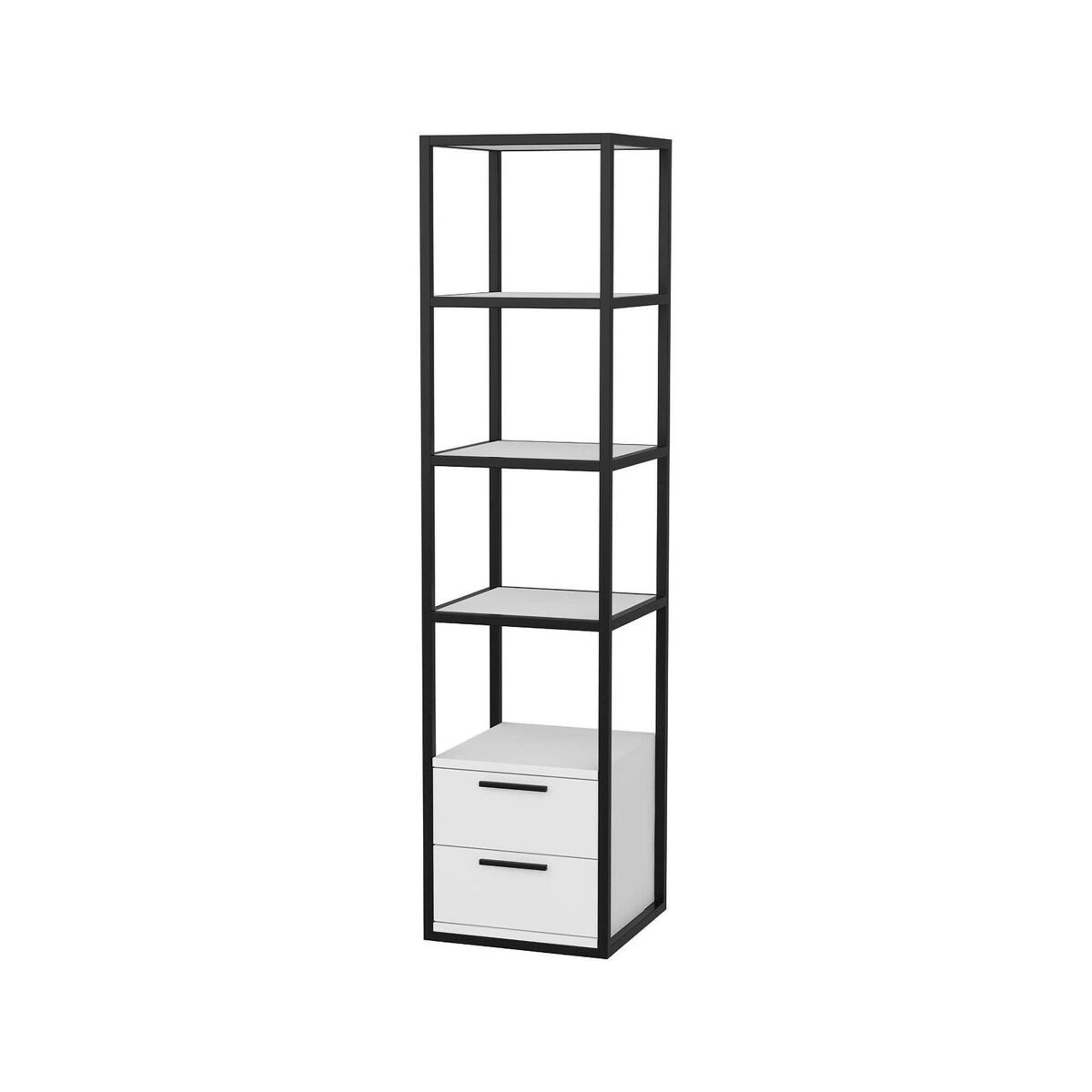 Estante de livros com efeito madeira 39 Branco/ Preto
