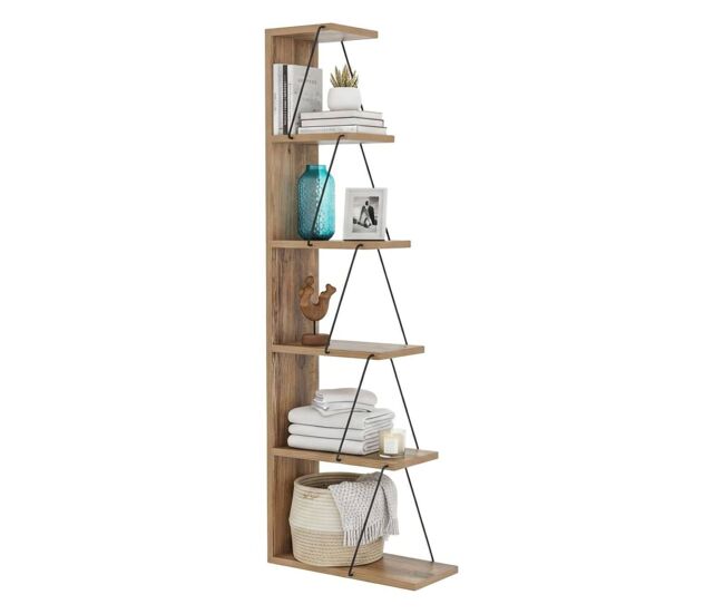 Estante de livros com efeito madeira