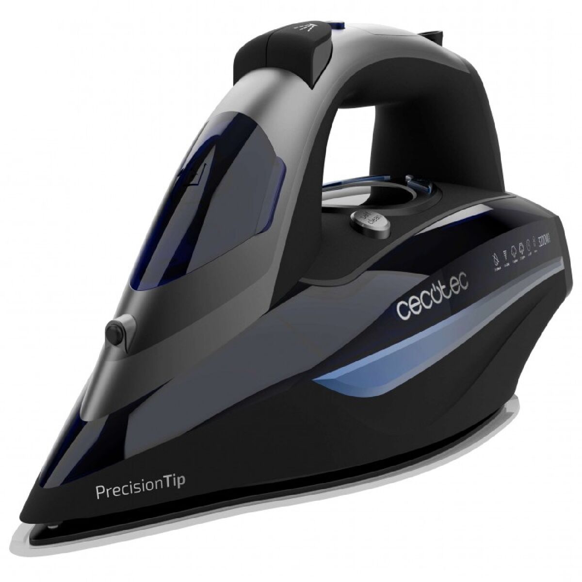 Cecotec Ferro de engomar horizontal com 3200 W, jato de vapor de 285 g/min, base anodizada e ecrã LCD.